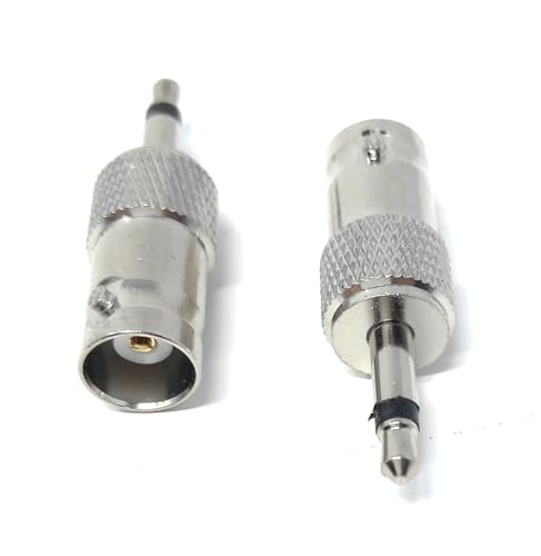 DRUT 2pcs BNC Socket to 3.5mm Male Mono Jack Plug Composite Coax Cable Adapter (Silver) - Image 4