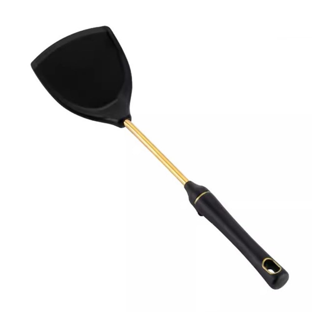 Espátula Espátula de Silicona for el hogar Cocina sartén Antiadherente espátula for freír (Color : Black, Size : 38x10cm)