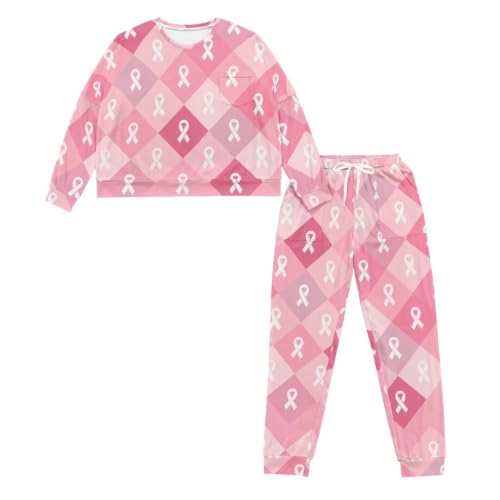 Image of Womens Pajama Sets 2 Piece Pjs Lounge Sets Long Sleeve Sleepwear Crew Neck Pullover Top with Long Pants