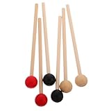 Kisangel 3 Pairs Wooden Drum Mallet Sticks for Small Wooden Drums and Xylophone with Ergonomic Handle and Fine Craftsmanship, Percussion Instrument Accessories for Beginners