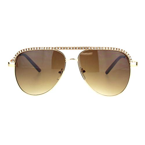Silver Rhinestone Trimmed Pilot Sunglasses