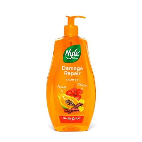 Nyle Naturals Damage Repair Anti Hairfall Shampoo, With Shikakai And Hibiscus,Gentle and soft shampoo, PH balanced and Paraben free, For Men and Women, 400ml