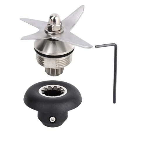 3uds repuesto cuchillas licuadora oster, Acero Inoxidable Cuchilla Licuadora con Llave & Juego de Casquillo Transmisión para Vitamix Recipientes 950 ml & 1890 ml (Negro, Plata)