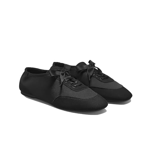 VIVAIA Cristina Square-Toe Lace-Up Satin Sneakerina with Dual Lace Styles