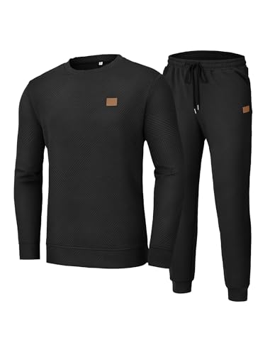 Vssjavun Mens Sweatsuits 2 Piece Set Long Sleeve Jacquard Sweatshirt Jogging Sweatpants Tracksuits 6