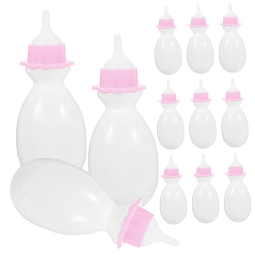 HONITANO 12 Piezas Mini Botellas de Juguete para Muñecas Biberones de Leche y Accesorios para Niñas Seguros y Coloridos para Fiestas de Shower