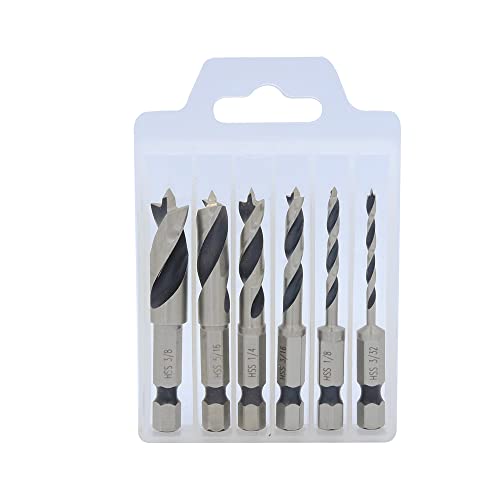 Gasea 6pcs Brad Point Drill Bits Set1/4-Inch Hex Shank HSS Stubby Drill Bit for Wood 3/32, 1/8, 3/16, 1/4, 5/16, 3/8 8 Gasea 6pcs Brad Point Drill Bits Set1/4-Inch Hex Shank HSS Stubby Drill Bit for Wood 3/32, 1/8, 3/16, 1/4, 5/16, 3/8 - Image 8