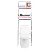 Pissente Estante Encima de Inodoro, 3 Niveles Estantería de Almacenamiento sobre Inodoro WC Lavadora, 53 x 28 x 166 cm