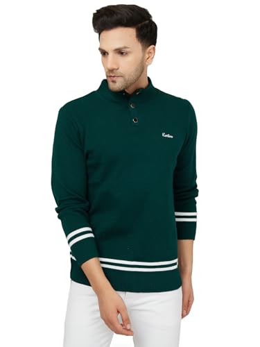 Image of Men High Neck Full Sleeve Winter Woolen Button Sweater