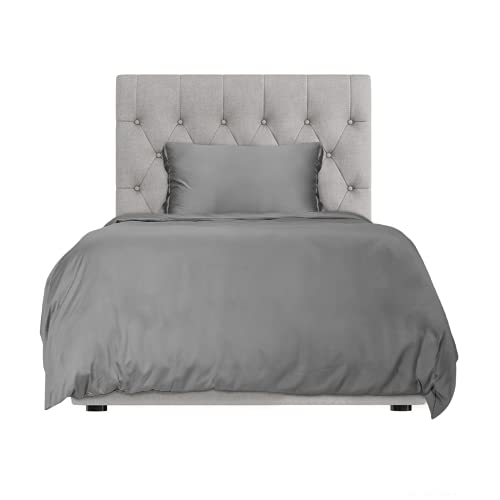 Hotel Sheets Direct 100% Bamboo Duvet Cover 2 Piece Set - Better Than Silk - 1 Duvet Cover, 1 Pillow Sham with Corner Ties and Zipper Closure (Twin-XL, Dark Gray)