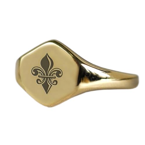 Bague héraldique en argent 925 plaqué or massif forgée à la main