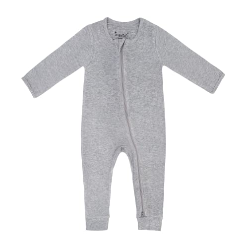 Image of Jimonda Ribbed Rayon From Bamboo Baby Boys/Girls Sleepers, 2-Way Zipper Long Sleeve Footless Pajamas With Mittens Soft Pjs