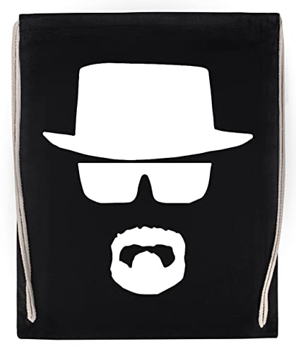 Breaking Bad Heisenberg Head Negro Deporte Bolsa el Gimnasio Duradera Respetuosa con el medio ambiente Drawstring Gym Bag