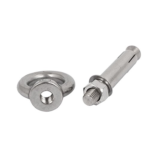 Image of uxcell M10x80mm Wall 304 Stainless Steel Expansion Screws Closed Hook Shield Bolts 2pcs