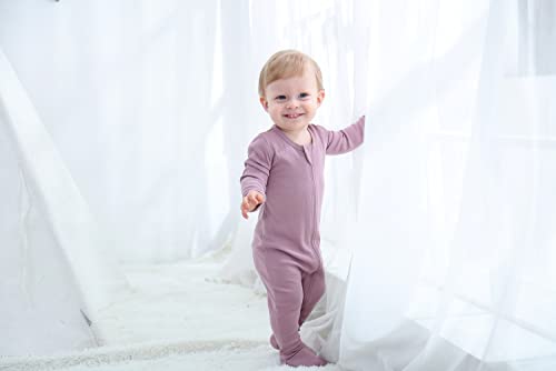 Image of O2Baby Baby Boys Girls Organic Cotton Zip-Front Sleeper Pajamas, Footed Sleep 'n Play