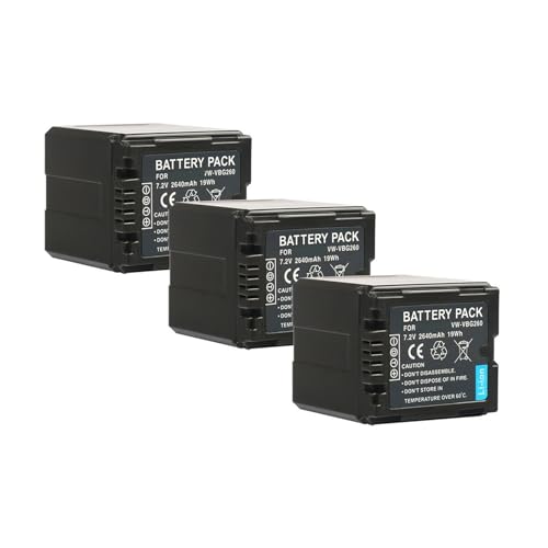 Batería VW-VBG260 compatible con Panasonic HDC-HS9 de 2640 mAh para videocámara digital 3