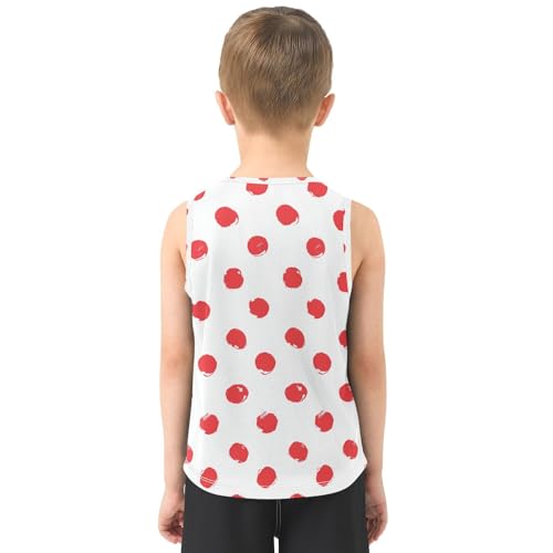 susiyo Red Polka Dot Pattern Boys Sleeveless Tank Top Girls Athletic T Shirt3