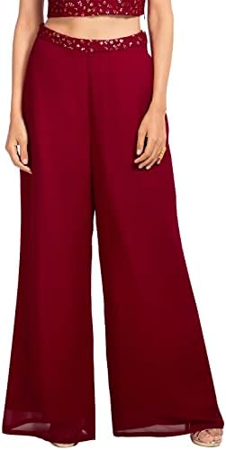 Indya Maroon Embroidered Waist Palazzo Pants: Buy Online at Best Price in  UAE - Amazon.ae