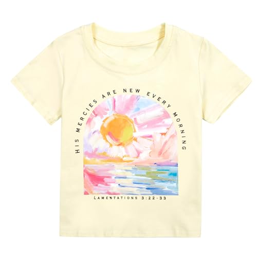 Jesus Shirts Toddler Christian Shirt His Mercies are New Every Morning Tshirt Girls Graphic Short Sleeve Tops