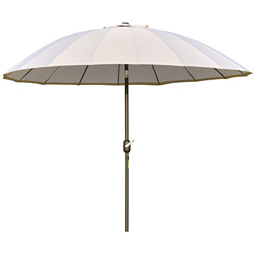 Outsunny Ombrellone da Giardino 2.5x2.5 m Inclinabile con Manovella, Ombrellone da Esterno con 18 Stecche in Metallo e Poliestere 160g/㎡, per Cortile, Terrazza e Balcone, UV30+, Bianco Crema