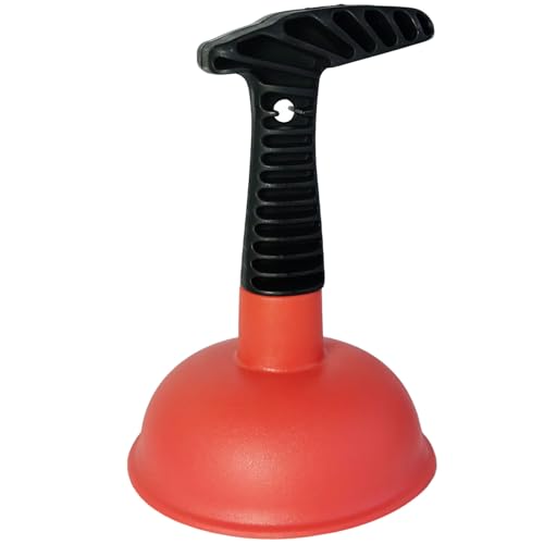 Mini Sink & Drain Plunger with Short Handle - Heavy-Duty Rubber Cup & Ergonomic Grip for Powerful Suction, Unclog Slow Drains in Sinks, Tubs, Showers, Bathrooms, Kitchens, Compact, Space-Saving Design