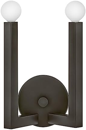 Hinkley Ezra Two Light Wall Sconce, Unique Form, Strong Square Arms- Black Oxide