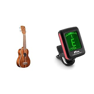 Kala Ukulélé Soprano Kala en acajou satiné avec bordure blanche (KA-S) & Syntoniseur de guitare chromatique – Syntoniseur à clip très précis et facile à utiliser - Les Beatles, Paul McCartney, John Lennon, RIngo Starr, George Harrison