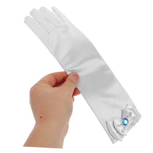 Princess Cosplay Supplies Bow Glove Girls Dress up Costumes Long Satin Gloves Warm and Cozy Formal Bow4