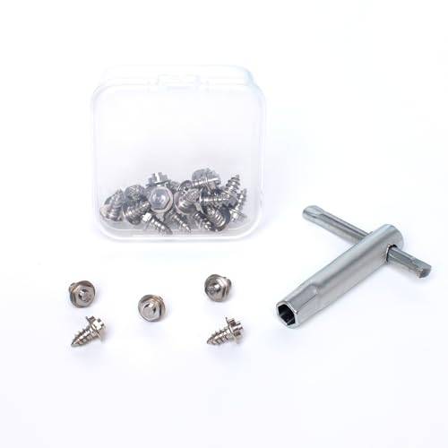Best Studs for Wading Boots: Grip and Traction 15 Ussuris Screw-in Studs for Wading Boots,Stainless Steel Traction Stud for Fishing Shoes and Boots,Pack of 26 Studs Includes Installation Tool