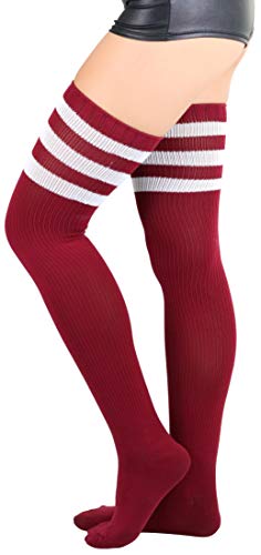 Image of ToBeInStyle Women's Over The Knee Thick Long Socks Thigh High w / 3 Contrast Stripe