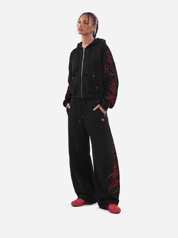 Aelfric Eden Męski dres treningowy, baggy, damski, oversize, haft, boks, strój rekreacyjny, uniseks, strój domowy, strój sportowy, z zamkiem błyskawicznym, zestaw ze spodniami do biegania, strój