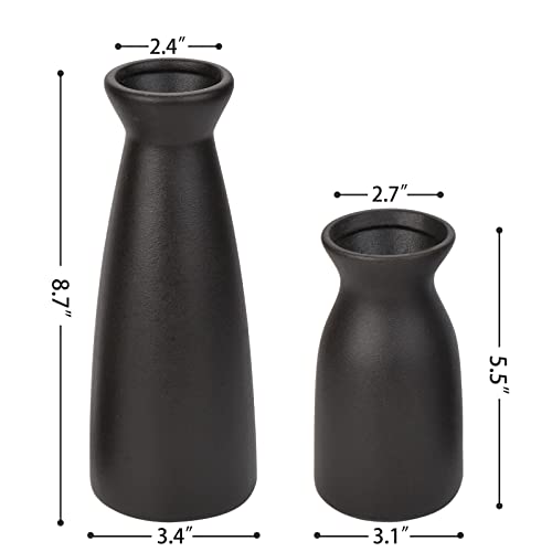 Joynisy Ceramic Vase Set Of 2, Black Matte Boho Vase For Decorative Dried Flowers Pampas Grass Decoraitons, Dining Table Centerpieces Rustic Living Room Decor For Home Office (Black) #TOP1