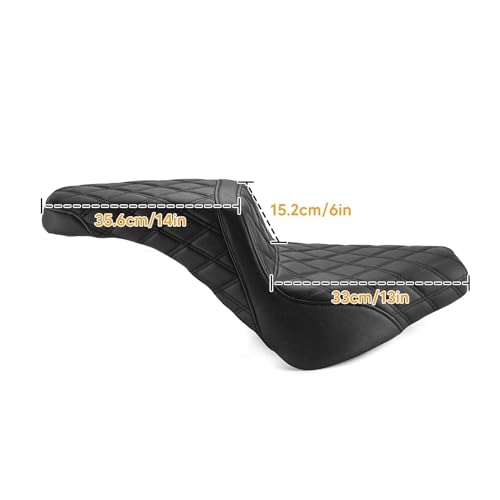 Mofun Driver Passenger Seat Motorcycle Two-Up Seat Compatible with Harley Softail Street Bob FXBB Slim FXSL Deluxe FLDE Standard FXST Heritage Classic FLHC models 2018-up (Black Stitching) by Mofun - Image 2