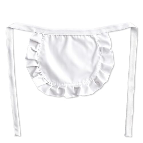 YAWYO Avental branco para mulheres e meninas, ajustável na cintura com folhos, para casa, cozinha, restaurante, cafeteria, substituição, festas, acessório de roupa Cosplay