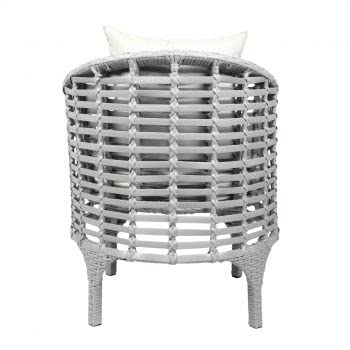 DECOCRAFT Garden Patio Seating Chair and Table Set Outdoor Balcony Garden Coffee Table Set Furniture with 1 Round Table and 2 Chairs Set (Gray) 4