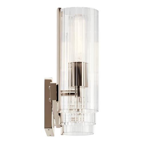 Image of Kichler Jemsa 3-Light Bathroom Vanity Light Fixture, Modern Wall Mount Light with Clear Fluted Glass in Polished Nickel for Powder Room or Bathroom (9.75 inch x 22.75 inch), 55168PN