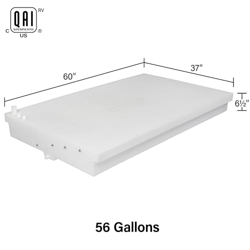 Image of 56 Gallon RV Fresh Water Tank, Potable Water Storage Tank for Drinking, Cooking, Cleaning, Showering, for Campers, Trailers, Motorhomes, RVs, Low-Profile Shape, 60 inch x 37 inch x 8 inch (WT-1517)