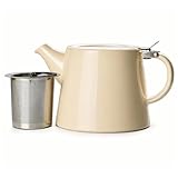 McEntee's Cara - Tetera de cerámica para té crema, 510 ml (1-2 tazas) con infusor extraíble de acero inoxidable