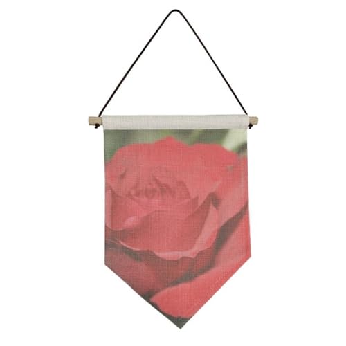 Drapeau en toile roses rouge grand teint et suspension premium