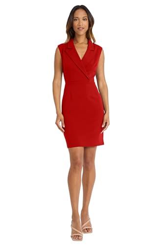 Image of Donna Morgan Women's Lapel Collared Career Sheath Dress Office Workwear Desk to Dinner Event Reception Ceremony