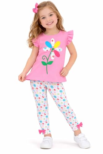 Image of HILEELANG Toddler Girl Easter Outfit Spring Summer Cotton Leggings Pants Tees Shirts Clothing Sets