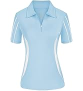 JACK SMITH Women Golf Polo Shirts Zipper Moisture Wicking Tennis Shirts Short Sleeve Slim Fit Spo...