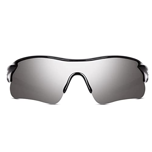 Image of Sports Sunglasses, Full-Coverage UV400 Protection, Hydrophobic Mirrored Lens, Lightweight Shatterproof Design, Mercury, (GREY /MERCURY)