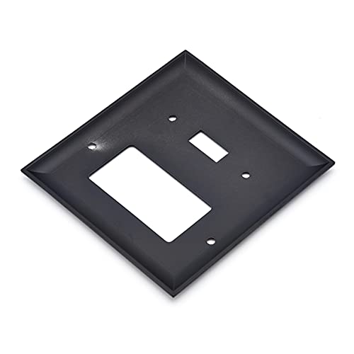 Amazon Basics Decorative 2-Gang Combination Wall Plate - 2-Pack, Flat Black #TOP2