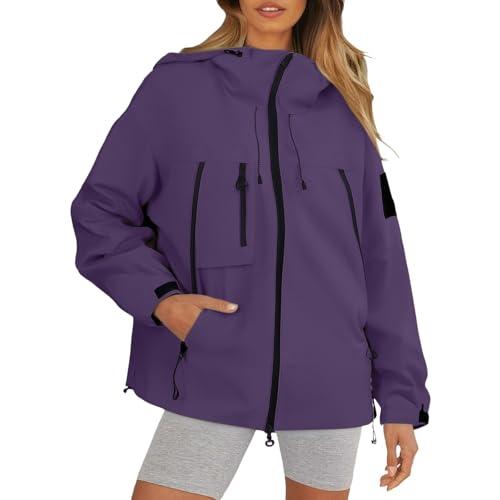 Chaqueta impermeable mujer a prueba viento con diseño softshell suelto 2