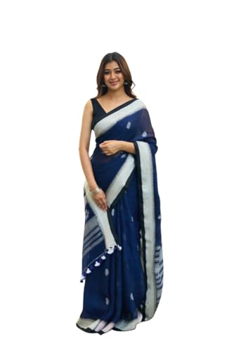 Image of H&J INNOVATION Women's SOFT LILAN SLAB ATTRACTIVE CHARMFULL BEAUTIFUL RICH PALLU & JACQUARD WORK RUNNING EXCLUSIVE BORDER 5.5 Meter Saree| 0.8 Meter Unstitched Blouse Piece HJ-5818