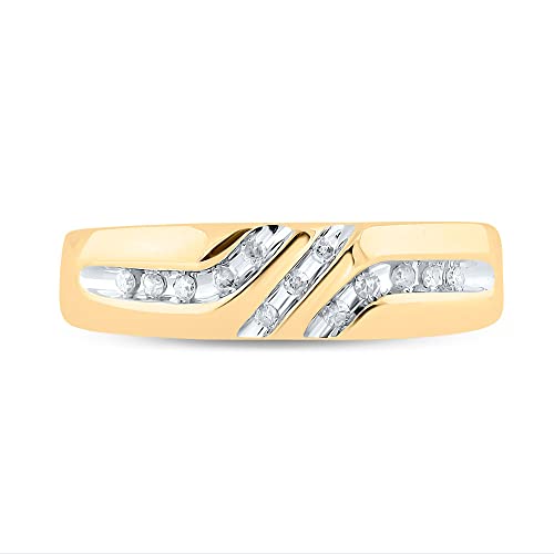 Jewels By Lux 10K Yellow Gold Men's Round Diamond Wedding Band Ring 1/8 Cttw, Men's Size: 8-122