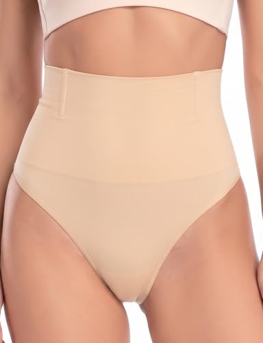 Image of ZENUTA 2 Pack Thong Shapewear for Women, High Waist Tummy Control Shaping Seamless Body Shaper Underwear Panties