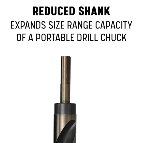 Image of Drill America 5 Piece High Speed Steel Black and Gold Reduced Shank Drill Bit Set in Plastic Pouch Case (9 /16 inch - 1 inch), POU Series