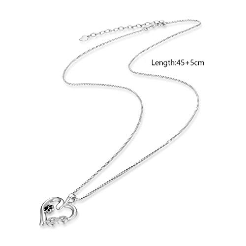 Halskette Silber 925 Damen Kette Silber Tier Pfotenabdruck Unendlichkeit Liebe Herz Anhänger Lange Halskette Silber zu Weihnachten Geschenk Valentinstag Jubiläum Jubiläen